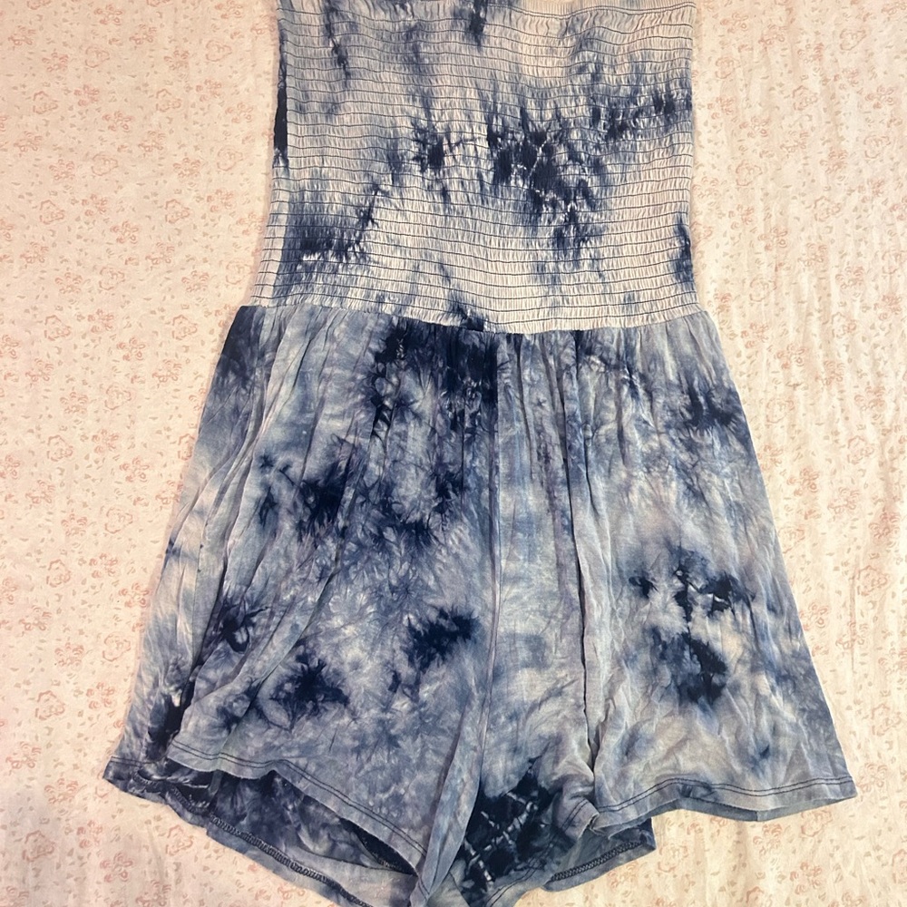 Heart & Hips Blue Tie-Dye Romper